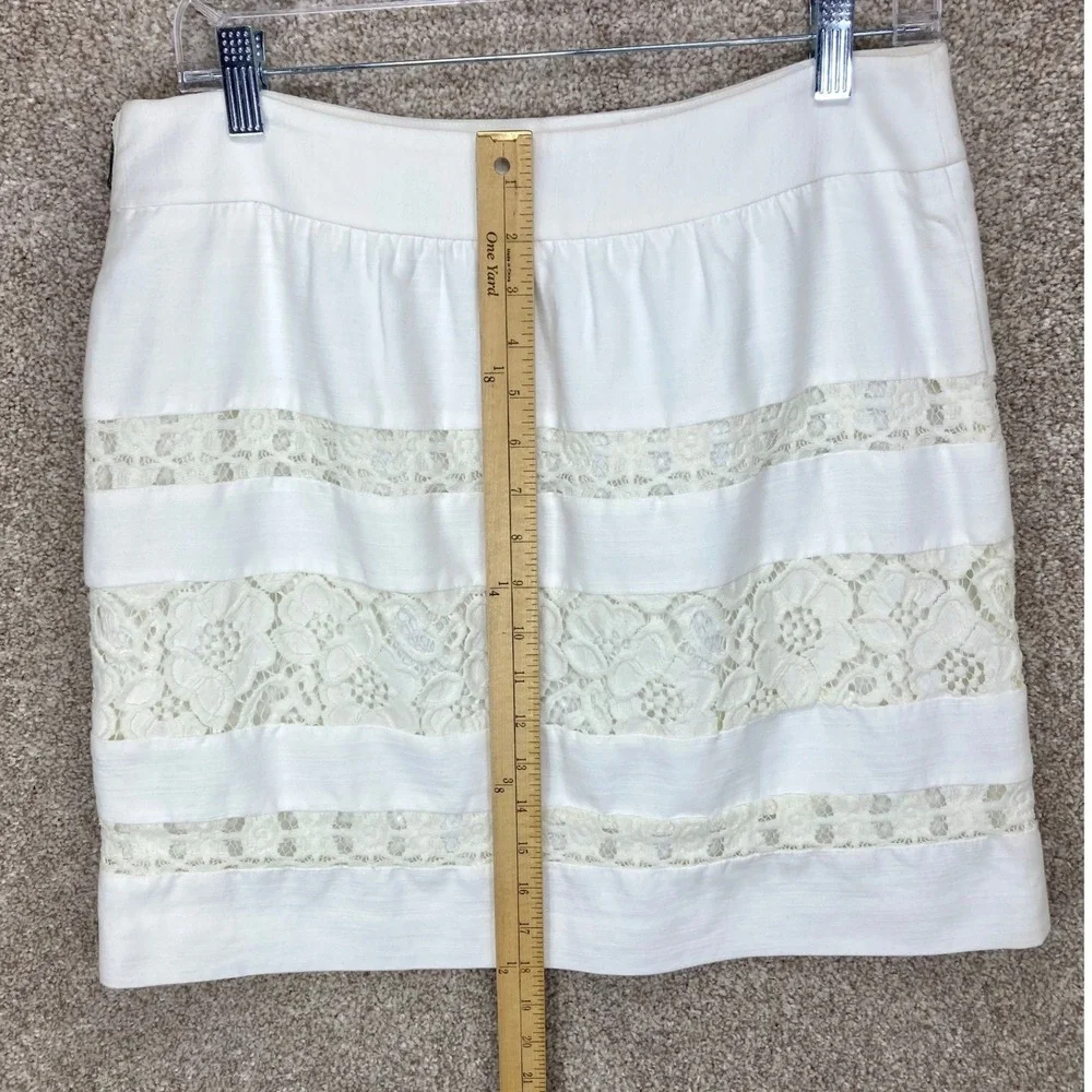 Ann Taylor Loft Crochet Lace Mini Skirt Womens 8 White Floral Cotton Summer Boho